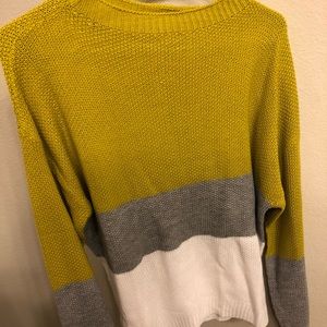 Yellow white and gray sweater